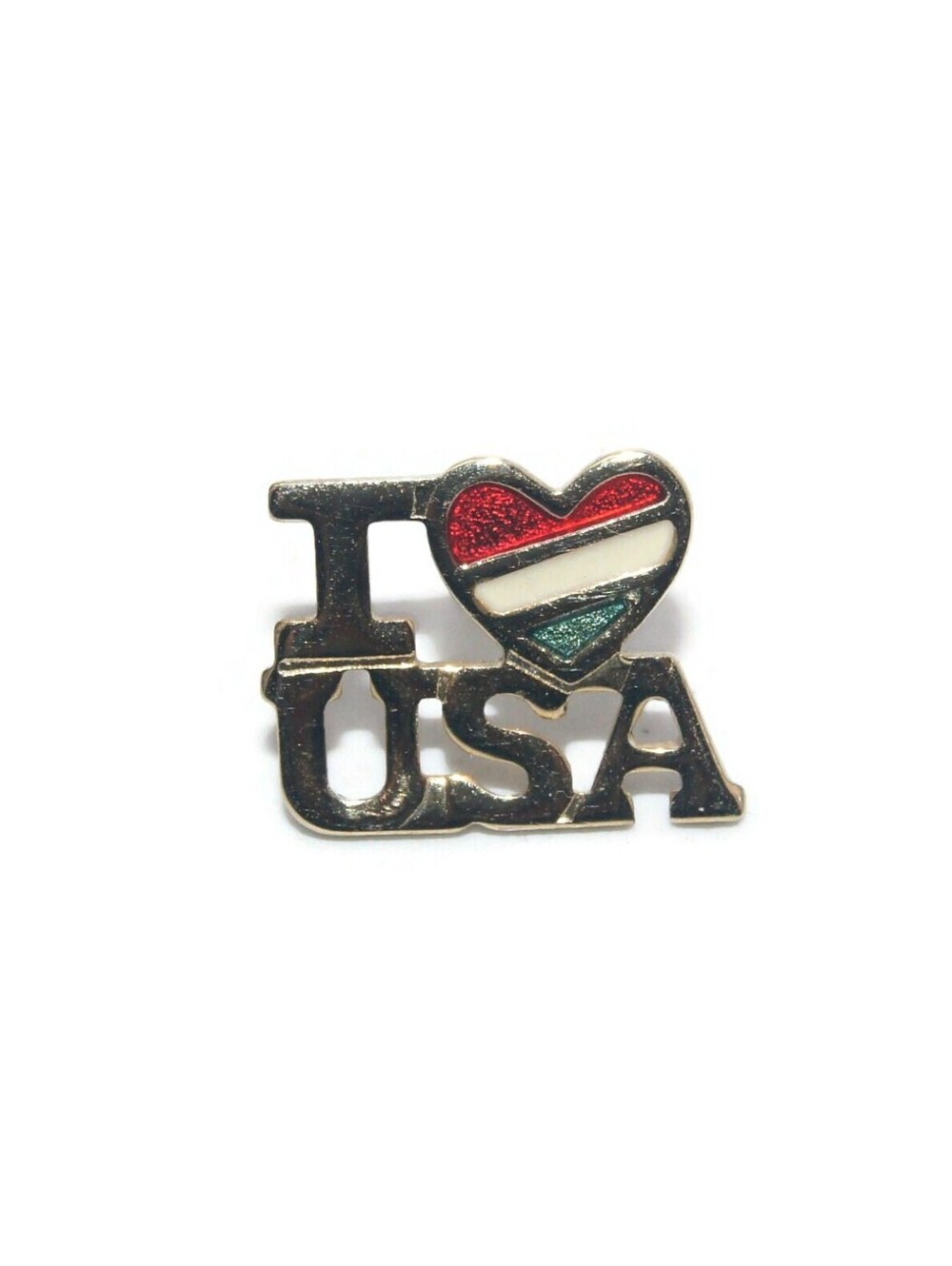 VTG Avon Gold Tone with Red, White and Blue Enamel I Heart USA Patriotic Pin.